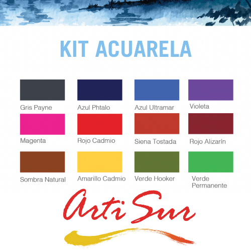 Imagen de KIT ACUARELA PROFESIONAL ARTI SUR